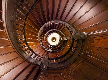 wooden spiral staircase