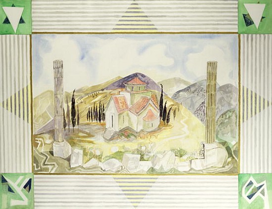 Temple in Hosios Lukas Country from the Greek Experience Series, 1989 (w/c)  a Michael  Chase