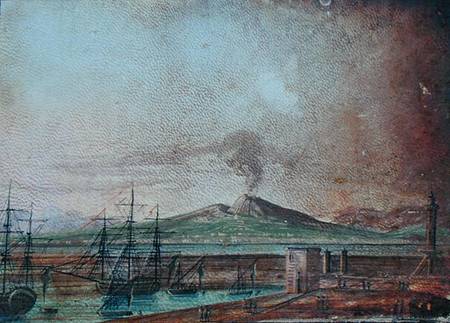 Vesuvius smoking, from Michael Faraday's scrapbook a Michael Faraday