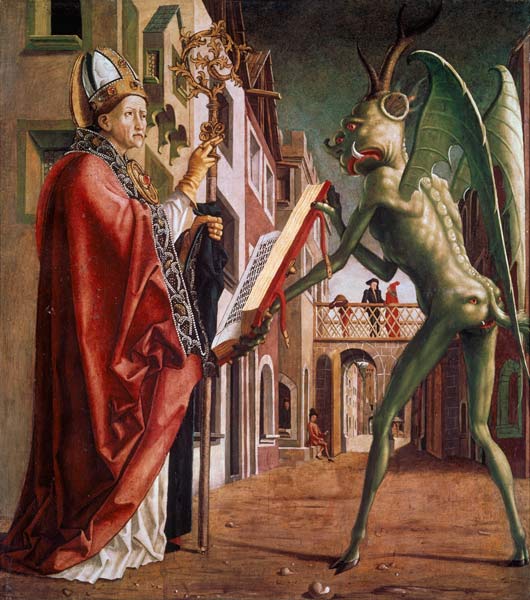 Teufel und Augustinus a Michael Pacher