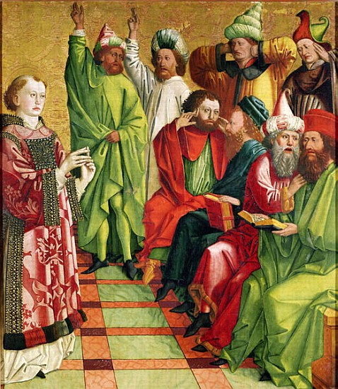 St. Stephen before the Judges, from the Altarpiece of St. Stephen, c.1470 a Michael Pacher