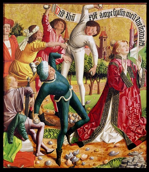 The Stoning of St. Stephen, from the Altarpiece of St. Stephen, c.1470 a Michael Pacher