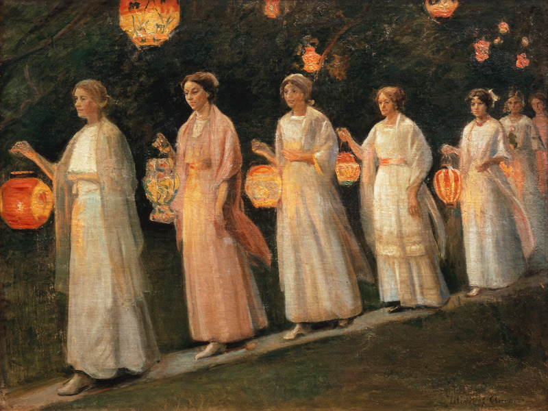 Garden party. The Chinese lantern move a Michael Peter Ancher