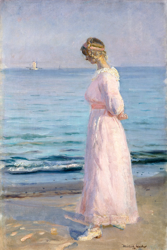 Girl in a Pink Dress a Michael Peter Ancher