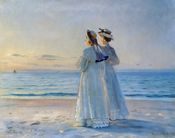 Two Women on the Beach a Michael Peter Ancher