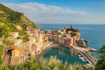 Abendsonne in Vernazza, Cinque Terre, Italien