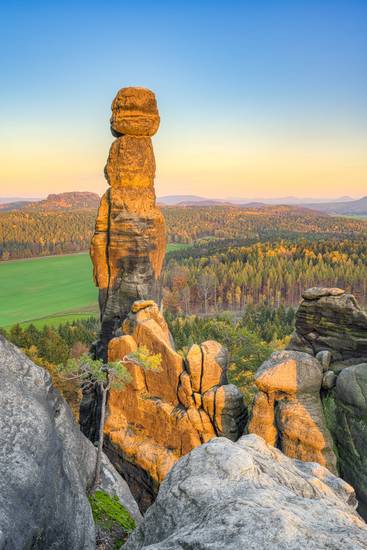 Barbarine in der Sächsischen Schweiz in der Abendsonne