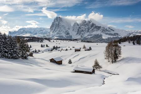 Winter auf der Seiser Alm in Südtirol