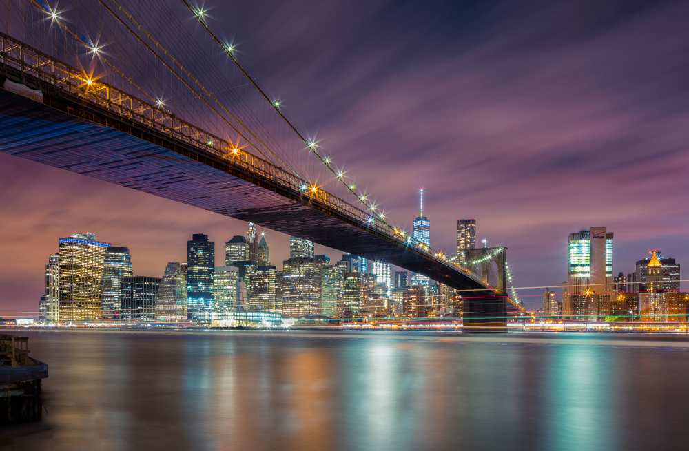 Brooklyn Bridge at Night a Michael Zheng