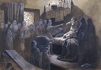 Iwan dem Schrecklichen erscheinen die Geister seiner Opfer. a Michail Konstantinowitsch Klodt