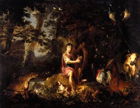 Orpheus plays in front of the animals a Michal Leopold Willmann