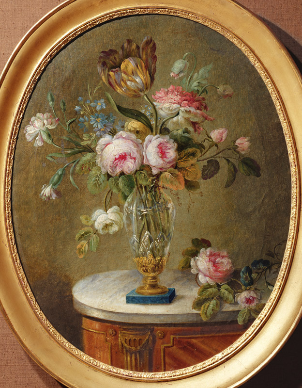 Vase of flowers on a table a Michel Bellange