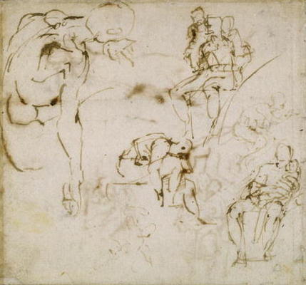 Study of Figures, c.1511 (pen & ink on paper) a Michelangelo Buonarroti