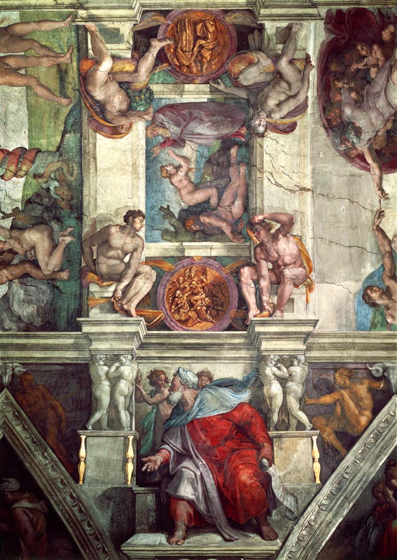 Ceiling fresco of the Sistine chapel in Rome: The creation of Eva a Michelangelo Buonarroti