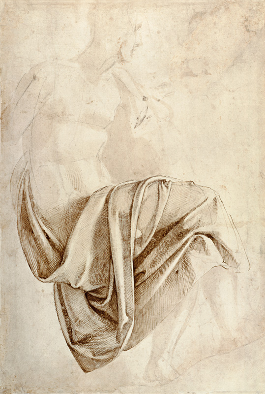Inv. 1887-5-2-118 Recto (W.10) Study of drapery a Michelangelo Buonarroti