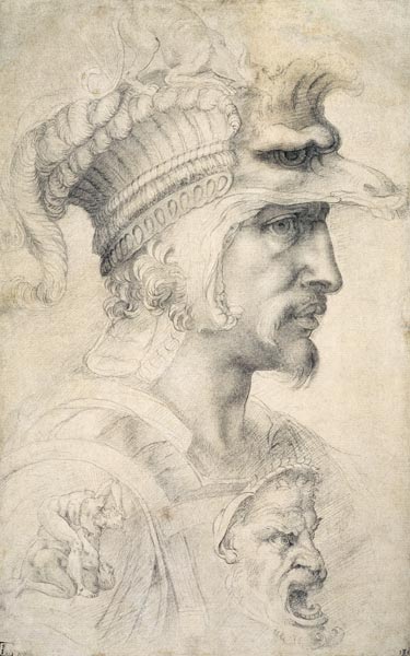 Study of Warrior's Head a Michelangelo Buonarroti