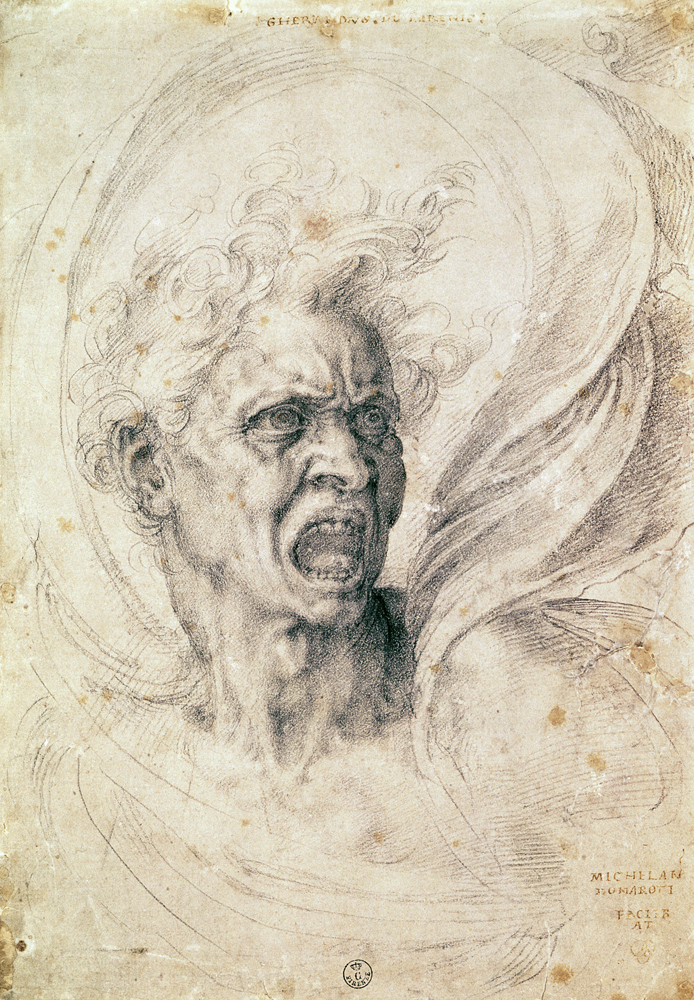Study of a man shouting a Michelangelo Buonarroti