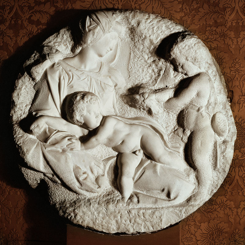 Tondo Taddei circular stone sculptured panel by Michelangelo Buonarroti (1475-1564) a Michelangelo Buonarroti