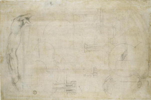 Architectural studies, c.1538-50 (black chalk on paper) a Michelangelo Buonarroti