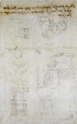 Architectural Studies, c.1560 (black chalk on paper) a Michelangelo Buonarroti