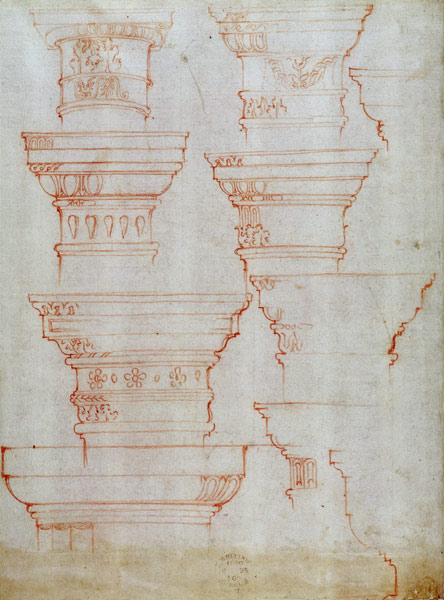 W.18v Study of column capitals a Michelangelo Buonarroti