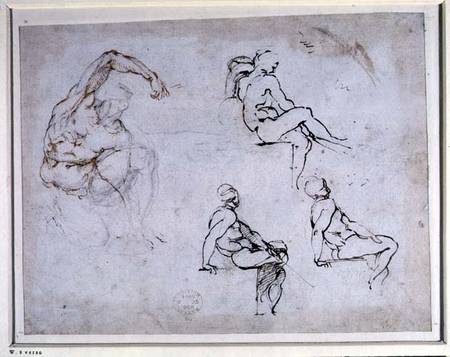 Figure Drawings (W.8 verso) a Michelangelo Buonarroti
