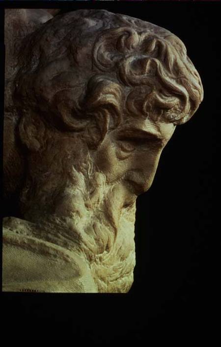 The Genius of Victory by Michelangelo Buonarroti (1475-1564) detail of an unfinished head a Michelangelo Buonarroti