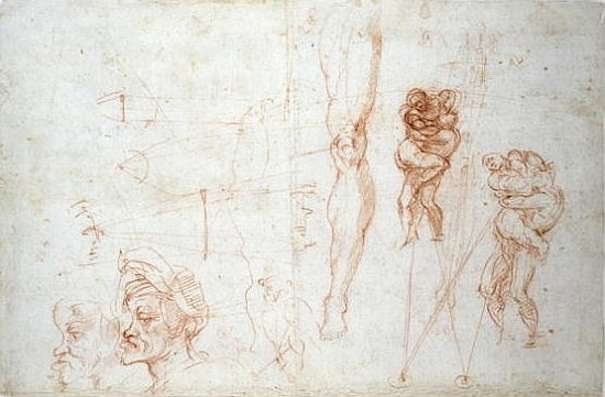 Hercules and Antaeus and other Studies, c.1525-28 a Michelangelo Buonarroti