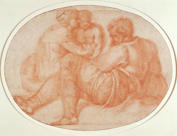 Study of the Holy Family (red chalk) Inv.9/15/539 Recto (W.94) a Michelangelo Buonarroti