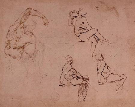 Inv.1859-6-25-568 Figure Studies for a Man (brown ink) a Michelangelo Buonarroti