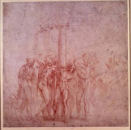 Inv. 1895 6-15-500. R. (W.15) The Flagellation of Christ (red chalk) a Michelangelo Buonarroti