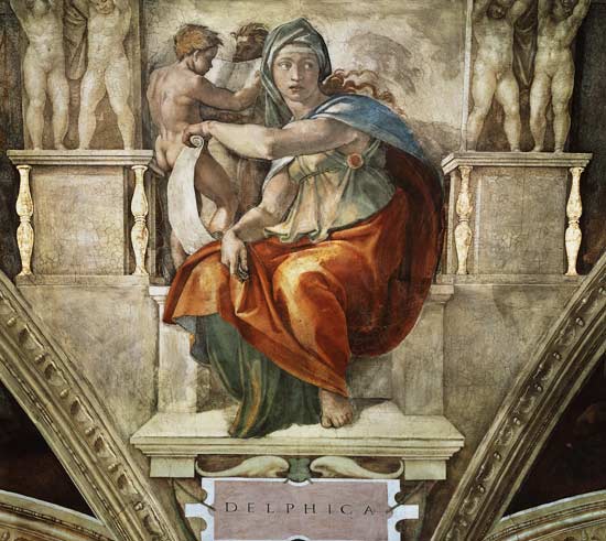 Sibilla Delfica (particolare della Cappella Sistina) a Michelangelo Buonarroti