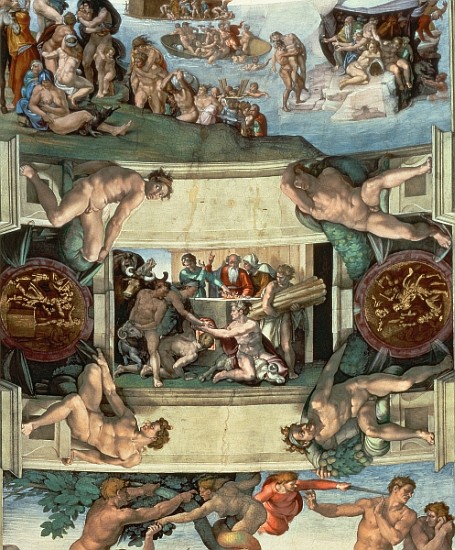 Sistine Chapel Ceiling (1508-12): The Sacrifice of Noah, 1508-10 a Michelangelo Buonarroti