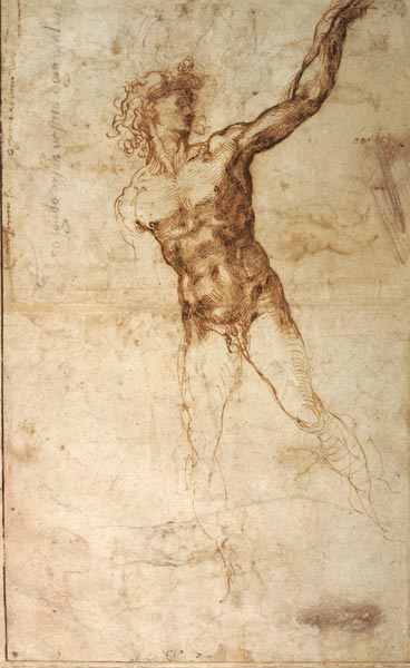 Sketch of a Nude Man (W. 4 recto) a Michelangelo Buonarroti