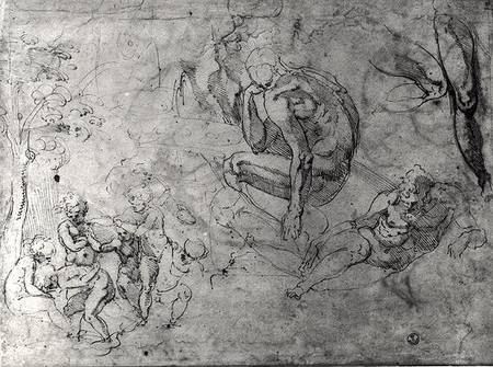 Studies for figues (pen & ink on paper) a Michelangelo Buonarroti