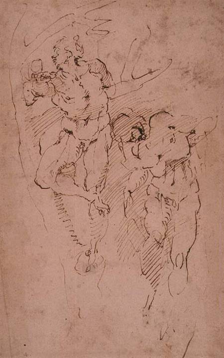 Studies of Male Nudes (ink) Inv.9/15/539 (W.12) a Michelangelo Buonarroti