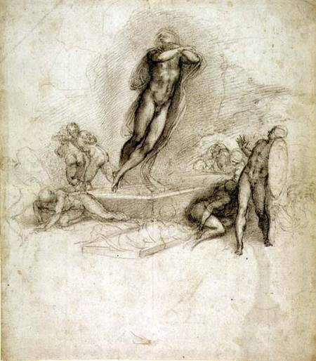 Study for an Ascension (pencil on paper) a Michelangelo Buonarroti