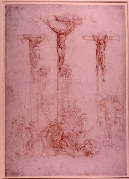 Study of Three Crosses (red chalk) Inv.1860/6/16/3 Recto (W.32) a Michelangelo Buonarroti