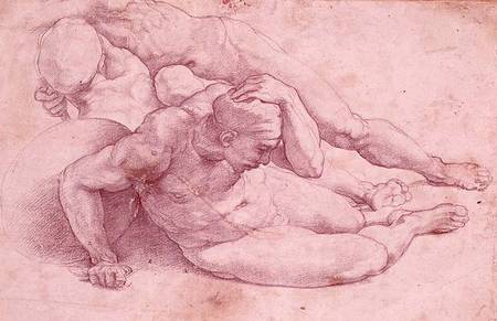 Study of Three Male Figures (after Raphael) a Michelangelo Buonarroti
