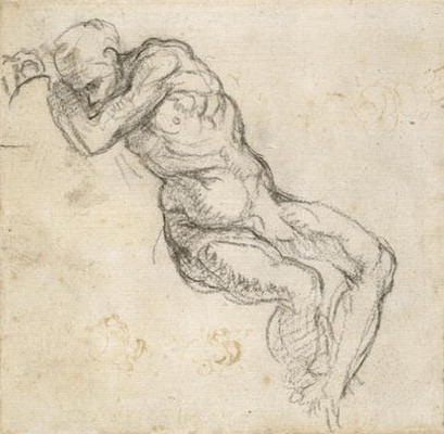 Study of a male nude, c.1511 (pen & black chalk on paper) a Michelangelo Buonarroti