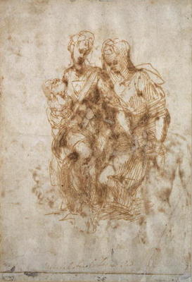 Study of St. Anne, after Leonardo Da Vinci's 'Anne', c.1502 (pen & ink on paper) a Michelangelo Buonarroti