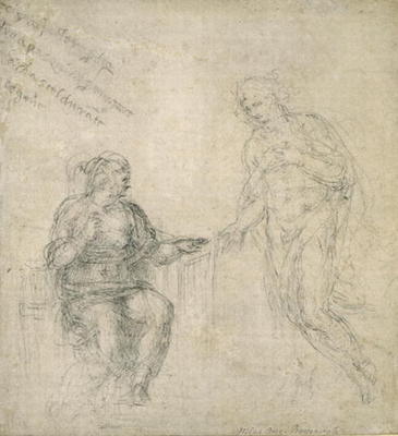 Study of the Annunciation, c.1560 (black chalk on paper) a Michelangelo Buonarroti