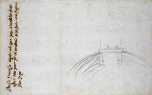 Study of the Lantern for St. Peter's, 1557 (black chalk, pen & ink on paper) a Michelangelo Buonarroti