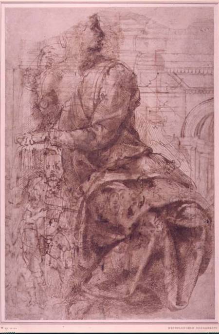 Study of Sibyl (ink) Inv.5/2/115 Recto (W.29) a Michelangelo Buonarroti