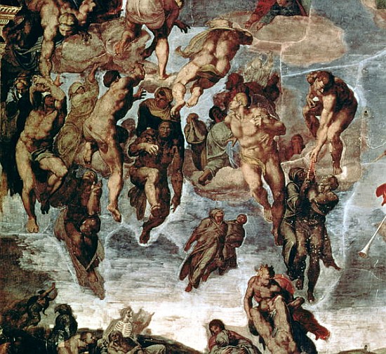 The Righteous Drawn up to Heaven, detail from ''The Last Judgement'', in the Sistine Chapel, c.1508- a Michelangelo Buonarroti