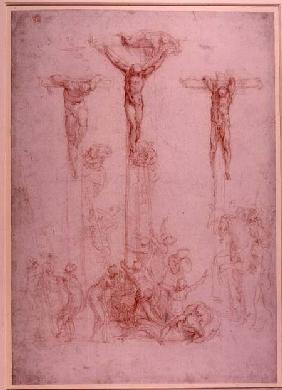 Study of Three Crosses (red chalk) Inv.1860/6/16/3 Recto (W.32)