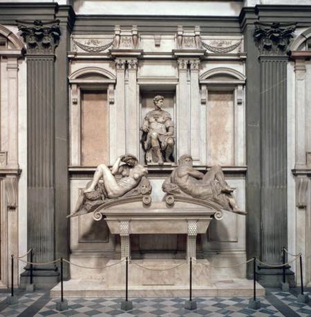 Tomb of Giuliano de' Medici, Duke of Nemours (1479-1516) with the figures of Day and Night a Michelangelo Buonarroti