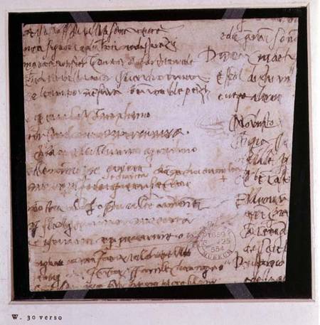 W.30v Fragment of a page of written notes a Michelangelo Buonarroti