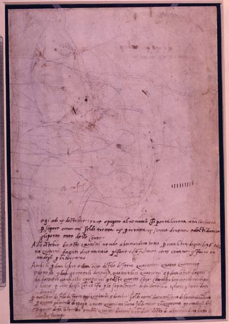 W.31 Page from a sketchbook, with script a Michelangelo Buonarroti