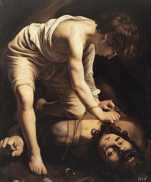 David defeats Goliath. a Michelangelo Caravaggio